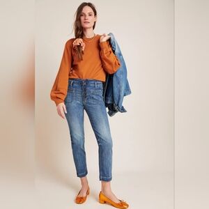 Anthropologie Pilcro Ultra High-Rise Button-Fly Slim Straight Jeans size 29